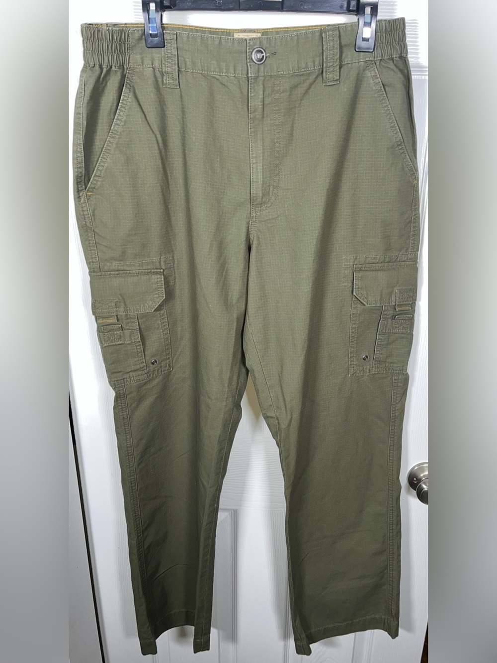 Men’s RedHead Green Cargo Pants Utility Size 34 x 32 Stretch Waist 100% Cotton